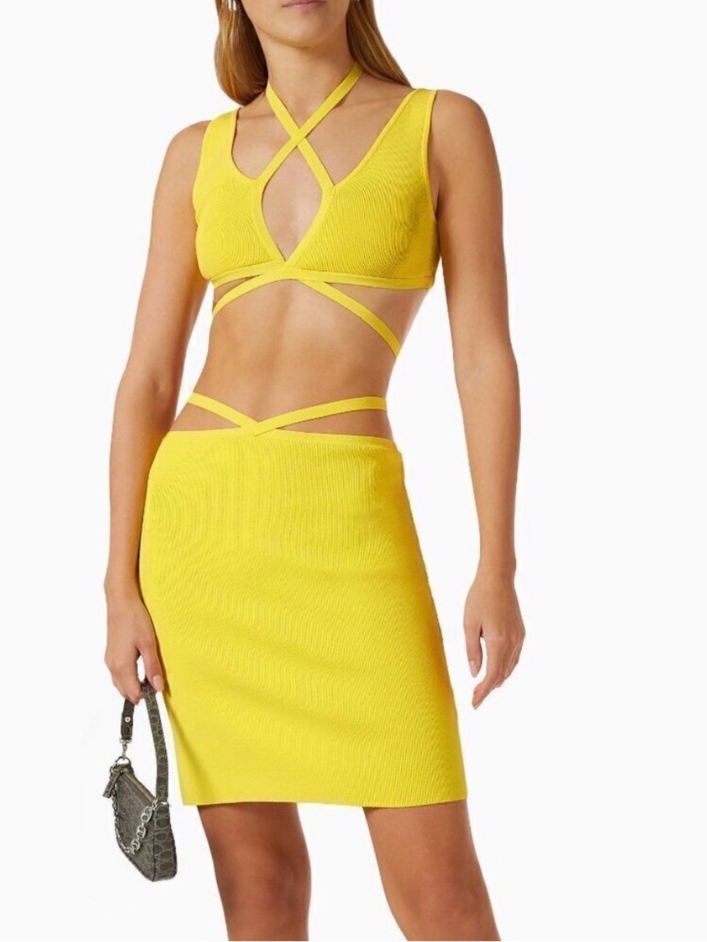 SOLID & STRIPED Bright Yellow Kai Skirt and Top Set NWOT